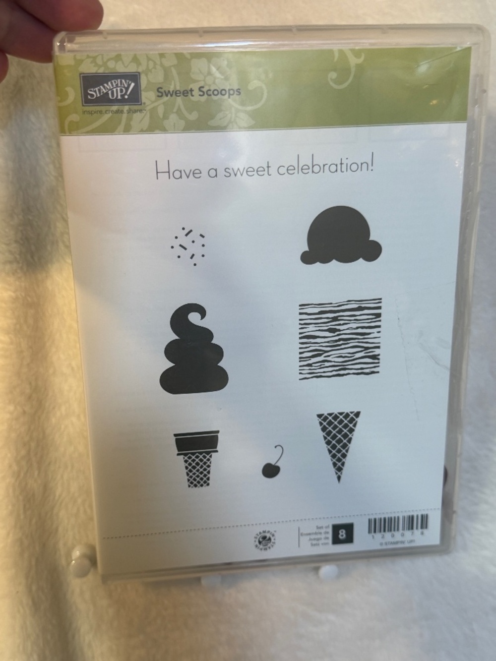 Stampin Up Cling Stamp Set Sweet Scoops Set of 8 Card Making Scrapbooking